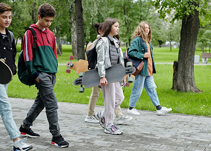 Teenagers walking